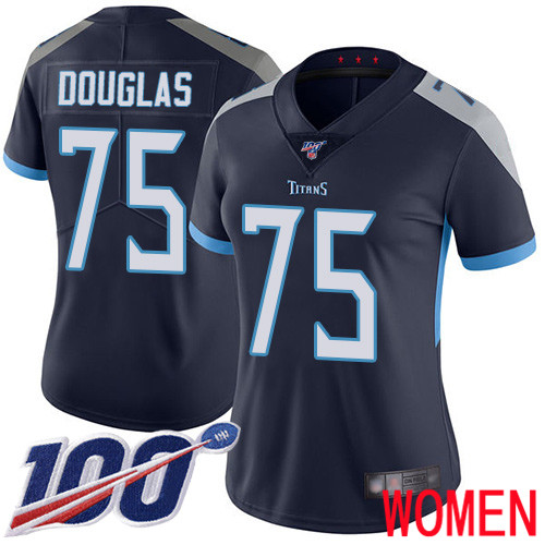 Tennessee Titans Limited Navy Blue Women Jamil Douglas Home Jersey NFL Football 75 100th Season Vapor Untouchable
